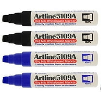 Artline 5109A Big Nib 10mm Dry Erase Extra Thick Whiteboard Markers, 4 Markers (2 Black, 2 Blue)