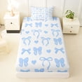 thumbnail image 3 of Manfei Blue Bowknot Twin Sheet Sets for Boys Girls, Cute Love HeartBedding, 3 Pieces, 3 of 5