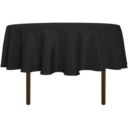 

XIACOCO-Round Tablecloth - 70 Inch - Water Resistant Spill Proof Washable Polyester Table Cloth Decorative Fabric Table Cover For Dining Table Buffet Parties And Camping Black