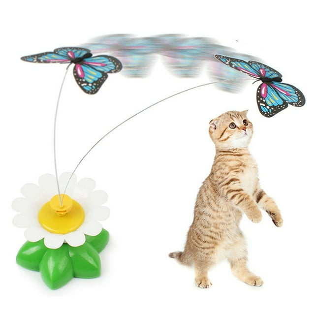 Jouet pour Chat Papillon Rotatif Amusant Interactif Jouet Teaser Électrique pour Chaton
