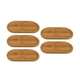 thumbnail image 1 of Abbracc 5 Pieces Bamboo Serving Tray Cup Coaster for Coffee Table Kitchen Countertop oval 2 holes, 1 of 9