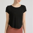 thumbnail image 5 of cfhntfmh Yoga Tops for Women Crewneck Short Sleeve Cropped T-Shirts Outdoor Soft Lightweight Athletic Workout Shirts, 5 of 6