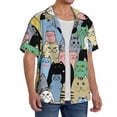 thumbnail image 4 of Honeii 's Different Cats for men's short-sleeved button-up collared shirt featuring a pocket, perfect for beach vacations, and travel adventures., 4 of 5