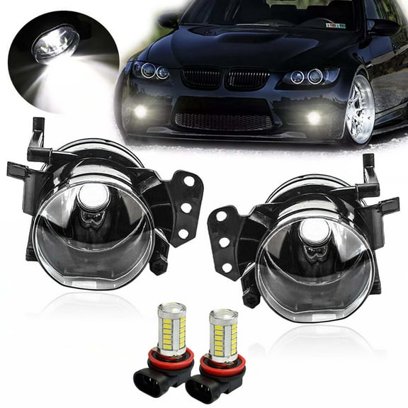MZORANGE 1 Pair LED Front Bumper Fog Light Lamp For BMW E60 E90 323i 325i 328i 330i 335i Left and Right Side with 2 LED Bulbs