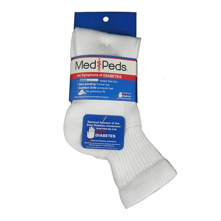 MediPeds Diabetic Quarter Socks X-Large White - 2 Pairs - Walmart.com
