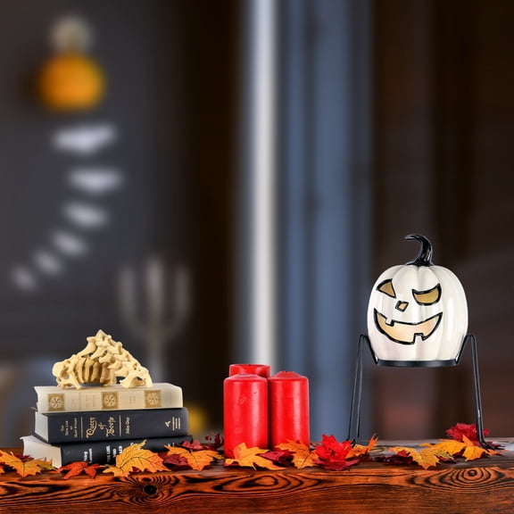 15" Pre-Lit Ghost Pumpkin in Stand