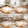 thumbnail image 4 of Round Rugs 5Ft, Fall Thanksgiving Round Area Rug Washable Indoor Throw Carpet, Eucalyptus Leaves Floral Botanical Soft Non Slip Circle Rug for Cabinet Bathroom Home Decor Aesthetic, 4 of 8