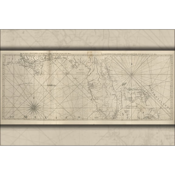 24"x36" Gallery Poster, Coast map Florida & Louisiana & Bahamas 1777 p2