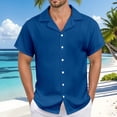 thumbnail image 3 of Men's Casual Linen Shirt - Cuban Collar, Button Down, Breathable Material, Perfect for Summer & Vacation, 3 of 5