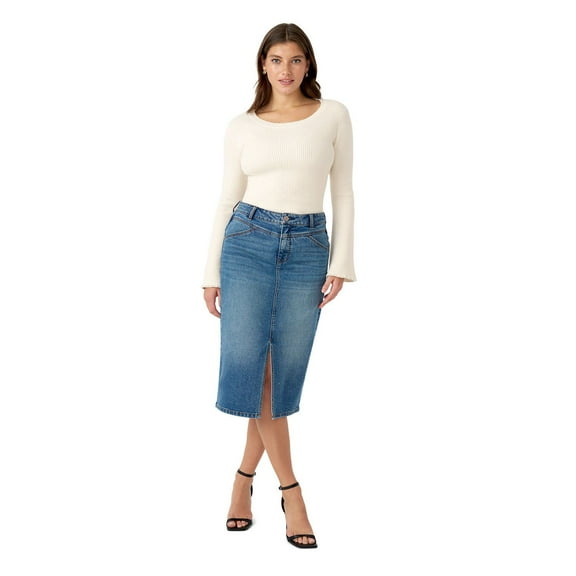 Edited by Hunter McGrady Women's Denim Midi Skirt