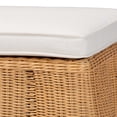 thumbnail image 5 of Miekor Furniture Scallop Natural Rattan Ottoman with Cushion - Handwoven Wicker Accent Bench for Living Room, Bedroom or Entryway, Coastal Boho Style Accent Furniture, Rectangle No.4518, 5 of 7