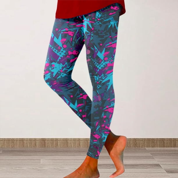 MKLEKYY Mallas deportivas elásticas con estampado colorido e informal para mujer, ideales para yoga y fitness