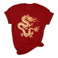 thumbnail image 5 of LYXSSBYX Tshirts Shirts for Women New Year Dragon Printed Short Sleeved Casual Loose Top Short Sleeved Round Neck Top/shirt, 5 of 6