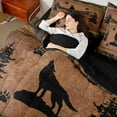 thumbnail image 4 of Feelyou Wildlife Wolf Bedding Comforter Set 7pcs, Brown Rustic Cabin King Bedding Sets, 4 of 8