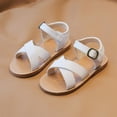 thumbnail image 2 of KPOPLK Toddler Girls Sandals Soft Sole Anti-Slip Open Toe Breathable Summer Outdoor First Walker Shoes Baby Sandals 2-10Years Girls(White,11), 2 of 9