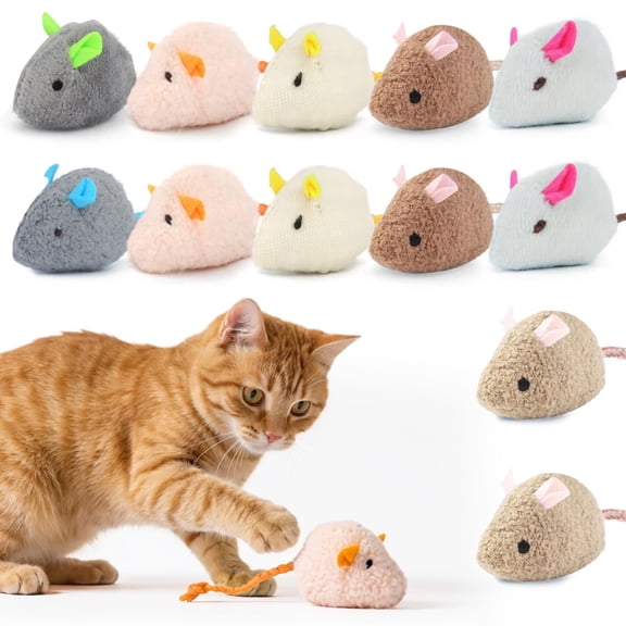 mdesiwst Plush Mouse Cat Toy Soft Stuffed Mouse Toy with Rope Tail Prefilled Catnip Mouse Toy for Indoor Cats Play Hunting And Exercise