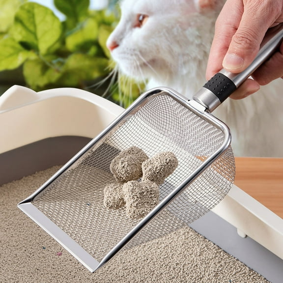 ZenCart Cat Litter Scoop Fine Mesh Stainless Steel Large Scoop Comfortable Grip Pet Feces Cleaning Mesh Sieve for Cat Litter Box Pet Toilet