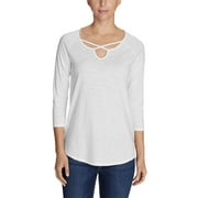 Eddie Bauer Ladies' 3/4 Sleeve Cross-Front Tunic (M, White)