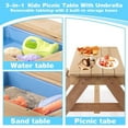 thumbnail image 5 of Kids Picnic Table with Umbrella, Outdoor Kids Picnic Table, Wooden Convertible Picnic Table for Sand & Water Play, Toddler Picnic Table, 5 of 7