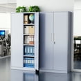 thumbnail image 3 of SUNCROWN 71 In Metal Storage Garage Cabinets with Locking Doors and Adjustable Shelves, Steel Storage Cabinet for Garage, Office, Classroom, Assemble Required(Grey), 3 of 9