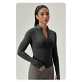 thumbnail image 3 of Women Tight Yoga Zipper Jacket Sports Long Sleeve Quick Dry Running Fitness Tops, 3 of 5