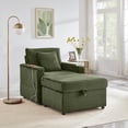 thumbnail image 6 of Oversized Chaise Lounge Chair Indoor with USB and Cup Holder, 56.5" Sleeper Sofa Bed with Table Board and Storage Ottoman, Corduroy Upholstered Reading Chair for Bedroom, Green, 6 of 8