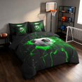 thumbnail image 2 of Manfei Football Sport Full Size Bedding Sets, Gradient Lightning Full Size Bed in a Bag, Royal Blue Crack Glow, Black Reversible 7pcs, 2 of 6