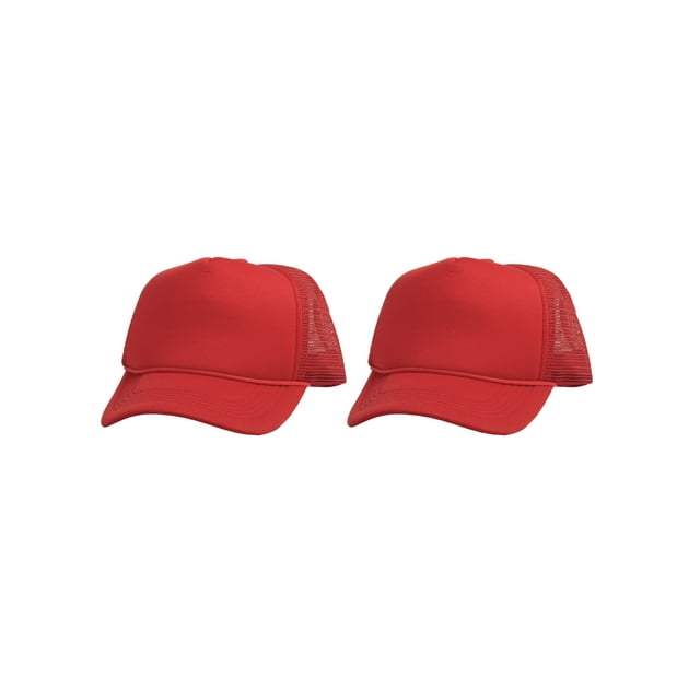 Top Headwear Men's Blank Rope Trucker Foam Mesh Plain Red