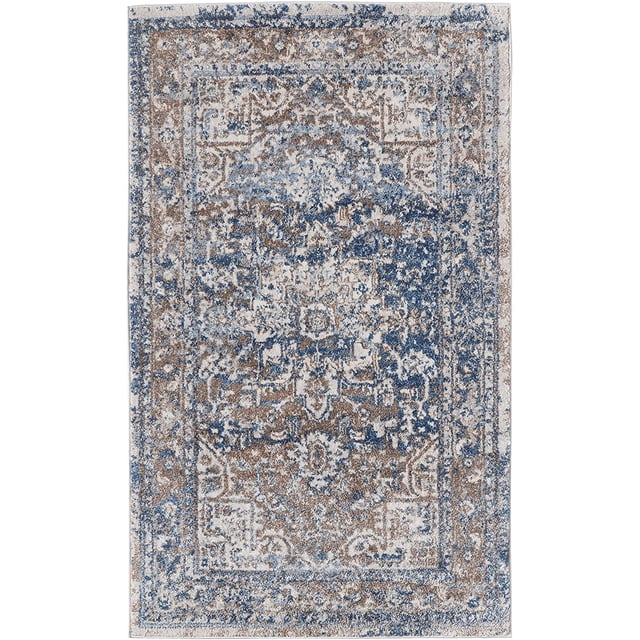 nuLOOM Lilah Medallion Vintage Area Rug, 3' x 5', Light Blue