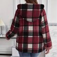 thumbnail image 3 of Womens Fleece Jacket Fleece Full Zip Hooded Plaid Jacket Casual Fashion Coat Winter Loose Fit Everyday Wear, 3 of 7