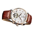thumbnail image 2 of Mecánico Automático Hombres Reloj de pulsera Esqueleto Clásico Cuero Acero Hombres marrón Yuyangstore Reloj de hombre, 2 of 8