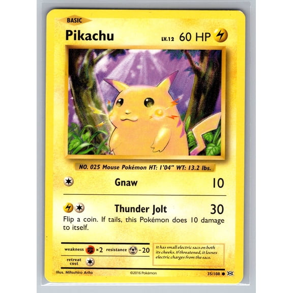 Collectible Pikachu #35/108 2016 Pokemon Evolutions Trading Card