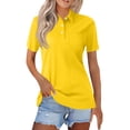 thumbnail image 2 of Evdexr Polo Shirts for Women Collared Short Sleeve Shirts Summer 2026 Casual Button Down Daily Tops Plus Size Lightweight Golf Shirt with Chest Pocket Yellow L, 2 of 6