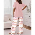 thumbnail image 4 of ChicMe Pajamas for Womens Letter Print Round Neck Short Sleeve Tops and Tie Dye Elastic Waist Pants Loose Fit Casual Sleepwear Set Pink-m, 4 of 9