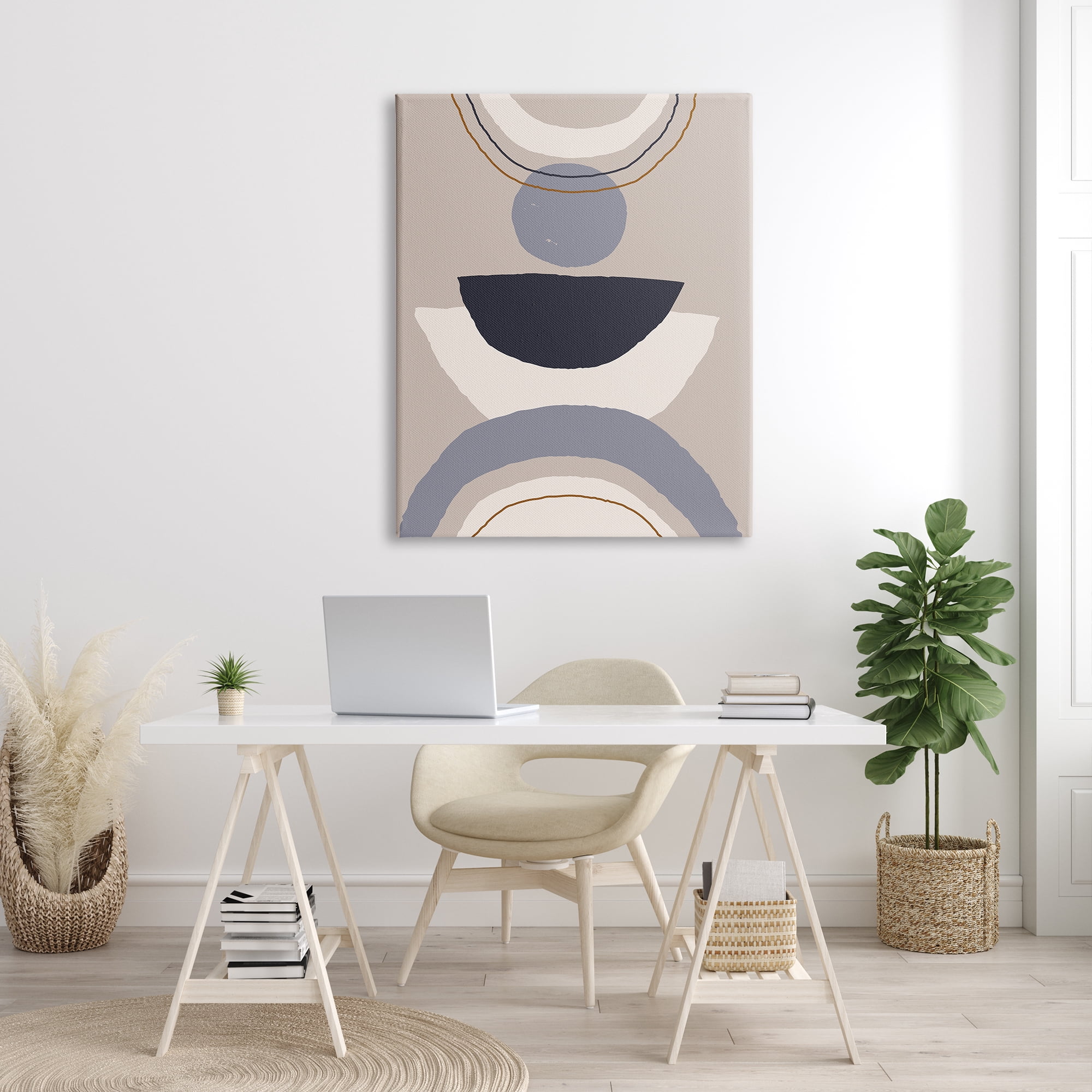 Stupell Industries Boho Inspired Abstraction Layered Blue Circular Shapes, 36 x 48, Designed by Jess Bruggink