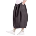thumbnail image 6 of Miluxas Girl's Midi Skirt with Pockets Casual Flowy Swing Elastic High Waist A-Line Long Boho Skirts Gray 9-10 Years, 6 of 7