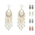 thumbnail image 1 of Bohemian Style Crescent Moon Shape Water Drop Long drop earring Tassel Dangle Tassel Pendant Earring Ear Stud, 1 of 9