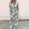 thumbnail image 2 of QATAINLAV Two Piece Set for Women Trendy Halloween Print Tracksuit Long Sleeve Pullover Tops and Drawstring Harem Sweatpants with Pockets Plus Size Lounge Sets Gray 5XL, 2 of 6