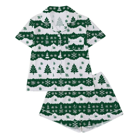 Wensltd Womens Plus Size Satin Pajamas Set Short Sleeve and Shorts Sleepwear Button Down Loungewear 2 Piece Pjs Set S-XXL