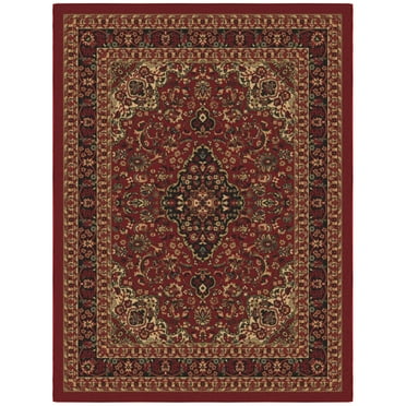 Ottomanson Non-Slip Rubberback Medallion Oriental 5x7 Indoor Area Rug, 5' x 6'6", Red