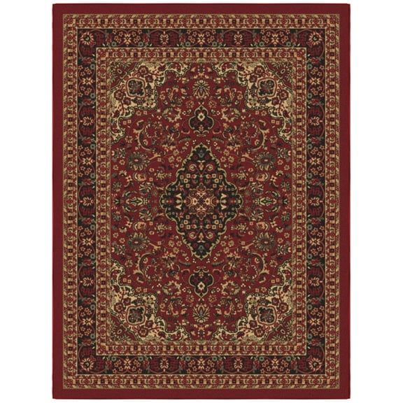 Ottomanson Medallion Area Rug 5' x 6'6" - Non Slip Low Pile Carpet, Red