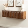thumbnail image 3 of Kate and Laurel Ranier Modern Wooden Two-Door Wall Cabinet, 30 x 10 x 14, Walnut Brown, Decorative Storage Cabinet with Dimensional Face for Use as Floating Nightstand or Floating TV Shelf, 3 of 12