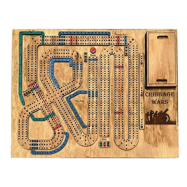 Cribbage War Game Wooden Cribbage Board Game Set Has A Storage For Cards And Travel Portable Cribbage Game Sets For Family