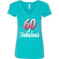 thumbnail image 3 of Inktastic 60 and Fabulous with Sparkles Women's V-Neck T-Shirt, 3 of 5