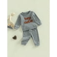 thumbnail image 4 of Musuos Toddler Baby Sportswear Outfit 6 12 18 24M 3T Letter Embroidered Long Sleeve Sweatshirt Tops and Sweatpants Set for Girls Boy, 4 of 9