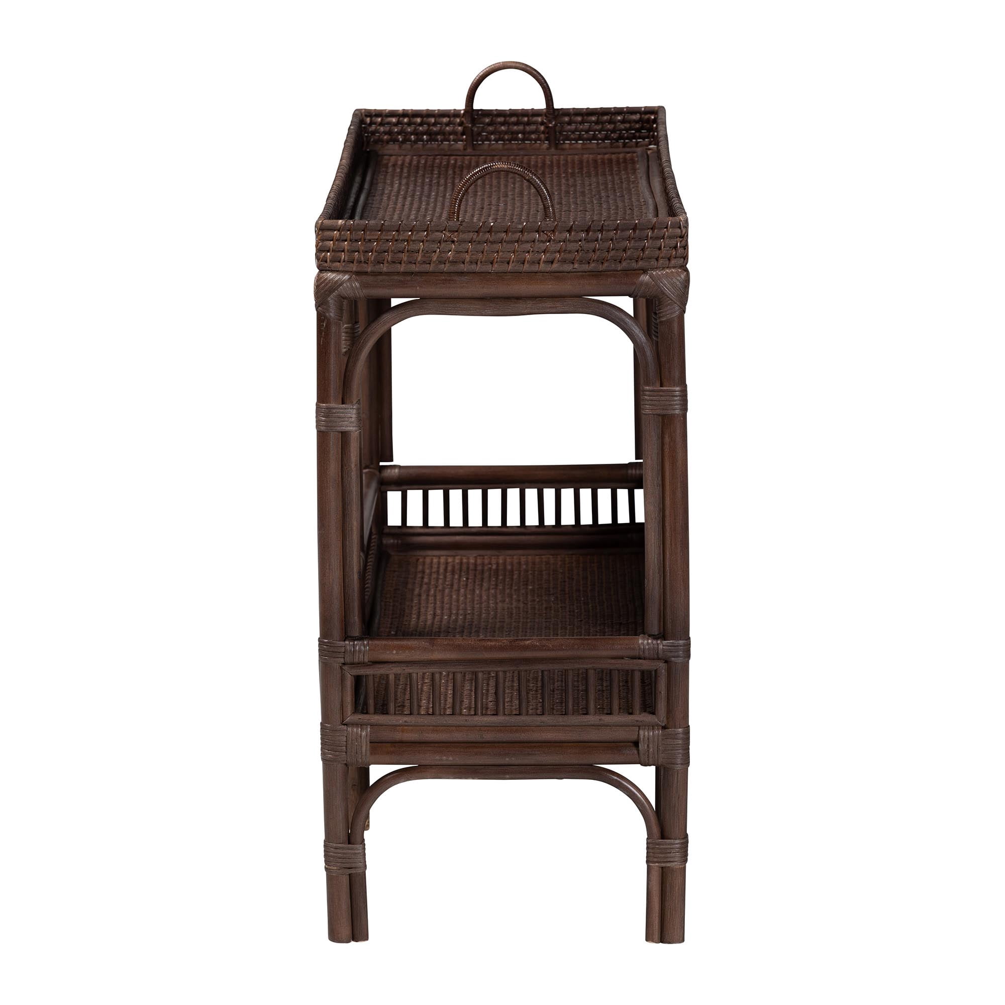 bali & pari Lombok Boho Console Table, 2-Tier, Coffee Bean