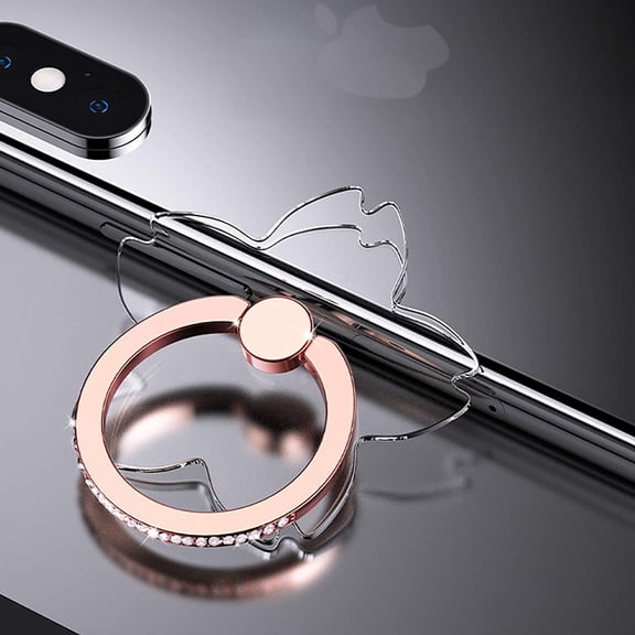 2 Pcs Transparent Phone Ring Stand Holder Cell Phone Ring Holder Finger Grip 360 Degree Rotation (Rose Gold & Diamond-4)
