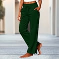 thumbnail image 2 of HomeDM Women's Wide Leg Sweatpants with Pockets Side Slit Hem Baggy Lounge Pants Army Green Drawstring Waist Travel Joggers Size S, 2 of 6