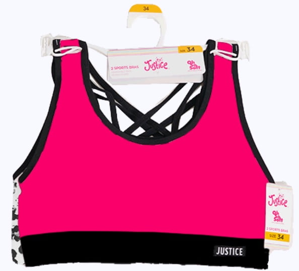 Justice Girls Strappy Back Bra, 2Pk, Sz 28-38