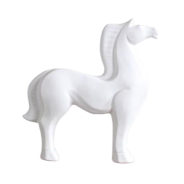 Linda escultura de caballo de resina, artesanía decorativa, estatua de animal para oficina, niños Blanco 11x9.8x3in